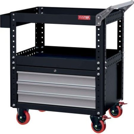 LDS INDUSTRIES LDS Shuter CT-C3B Steel Adjustable Shelf Utility Cart 35" x 20" 800 Lb Capacity 1010642